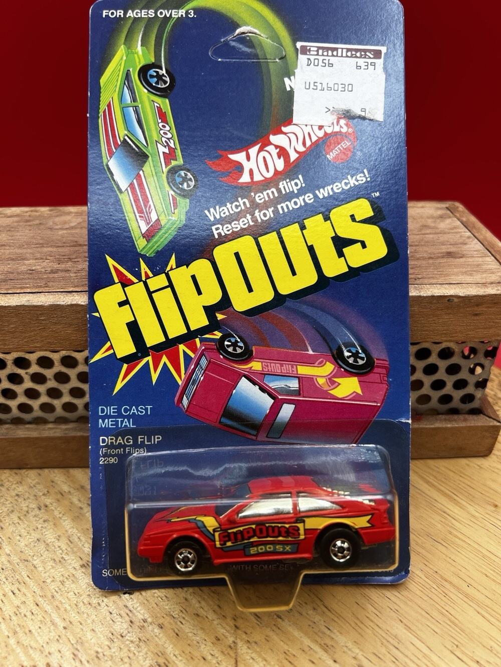 Hot Wheels Flip-Outs Drag Flip Red Blackwall Hong Kong 1986 Nissan 🛞🛞 Vintage